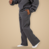 Fleece Wide-Leg Sweatpants in Charcoal