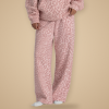 Fleece Wide-Leg Sweatpants in Pink Leopard