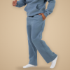 Fleece Wide-Leg Sweatpants in Slate Blue